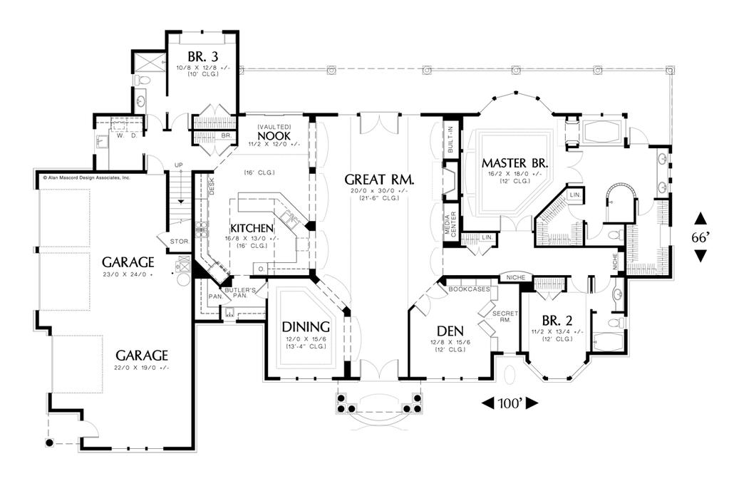 Main Floor Plan image for Mascord Reyes-Wide Central Hall Leads to Sitting Area-Main Floor Plan