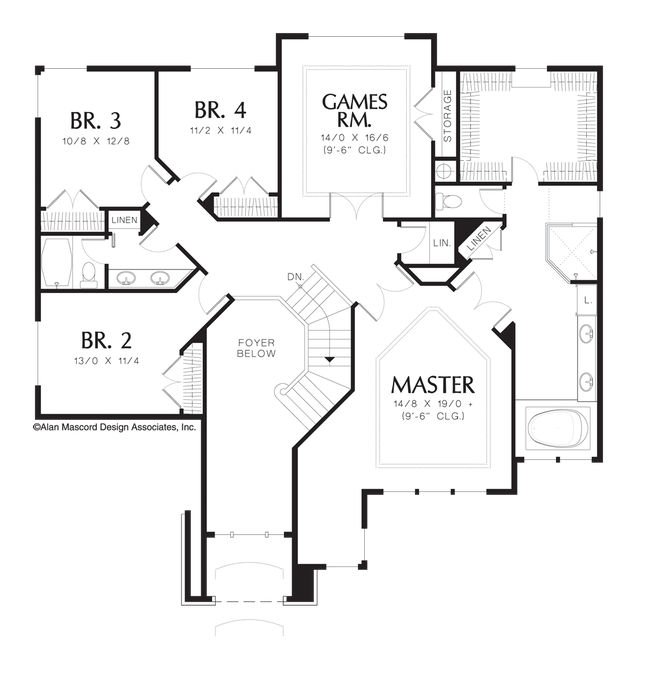 Upper Floor Plan image for Mascord Elegans-Spacious Grand Manor Floor Plan-Upper Floor Plan