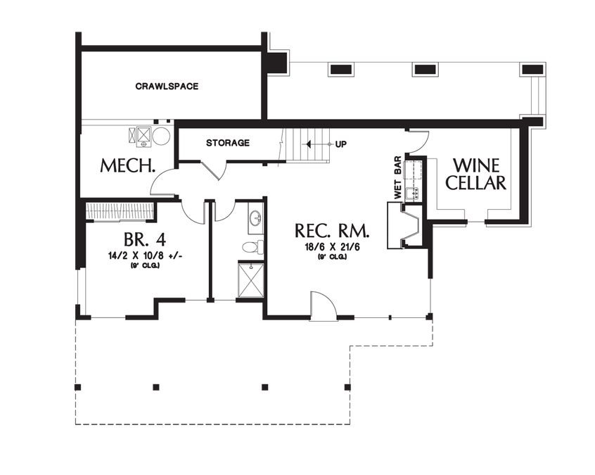 Lower Floor Plan image for Mascord Clearfield-Sloped lot daylight Craftsman-Lower Floor Plan