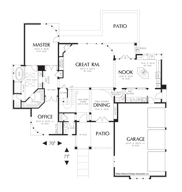 Main Floor Plan image for Mascord Tyndall-Contemporary Design with Large Windows-Main Floor Plan