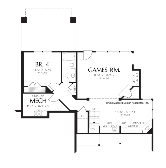 Lower Floor Plan image for Mascord Bainbridge-Two Stories Plus Daylight Basement-Lower Floor Plan