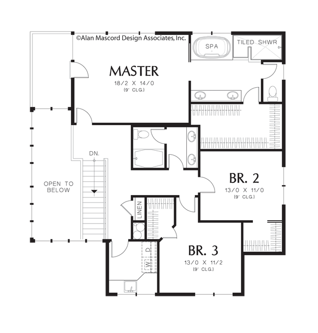 Upper Floor Plan image for Mascord Lomond-Efficient Sloping Lot Plan-Upper Floor Plan