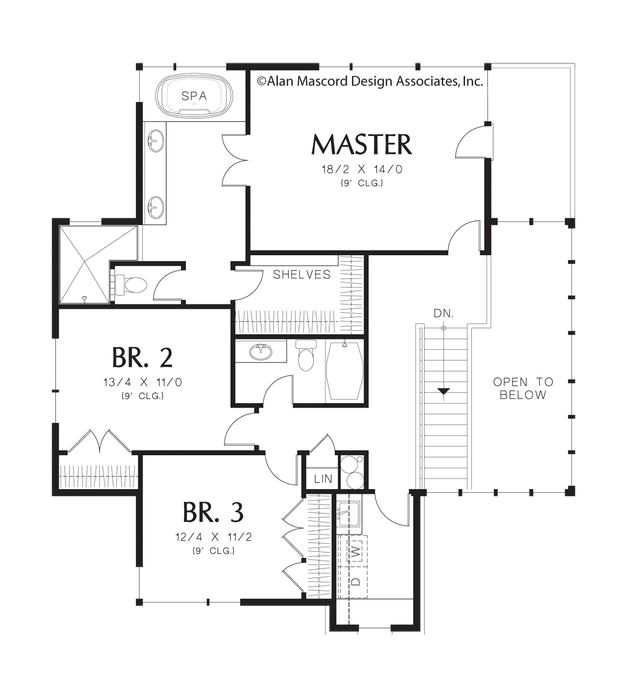 Upper Floor Plan image for Mascord Kenning-Contemporary Sloping Lot Plan with Creative Stone work-Upper Floor Plan