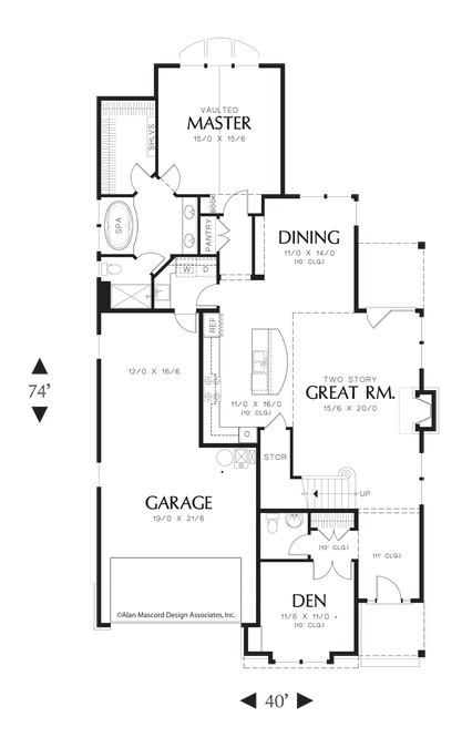 Main Floor Plan image for Mascord Sibley-Charming European Cottage with Open Spaces-Main Floor Plan