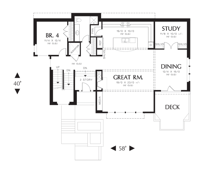 Main Floor Plan image for Mascord Raymond-Ideal Plan for Capturing Hillside Views-Main Floor Plan