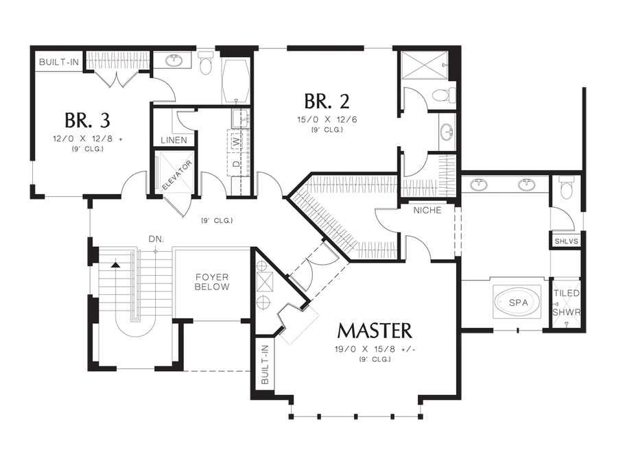 Upper Floor Plan image for Mascord Raymond-Ideal Plan for Capturing Hillside Views-Upper Floor Plan