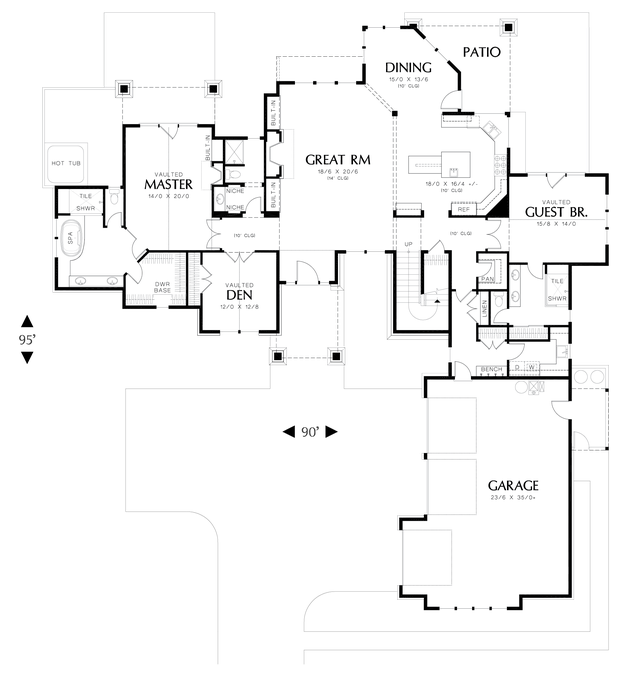 Main Floor Plan image for Mascord Mountainview-A Luxurious Home Built Around Entertainment-Main Floor Plan