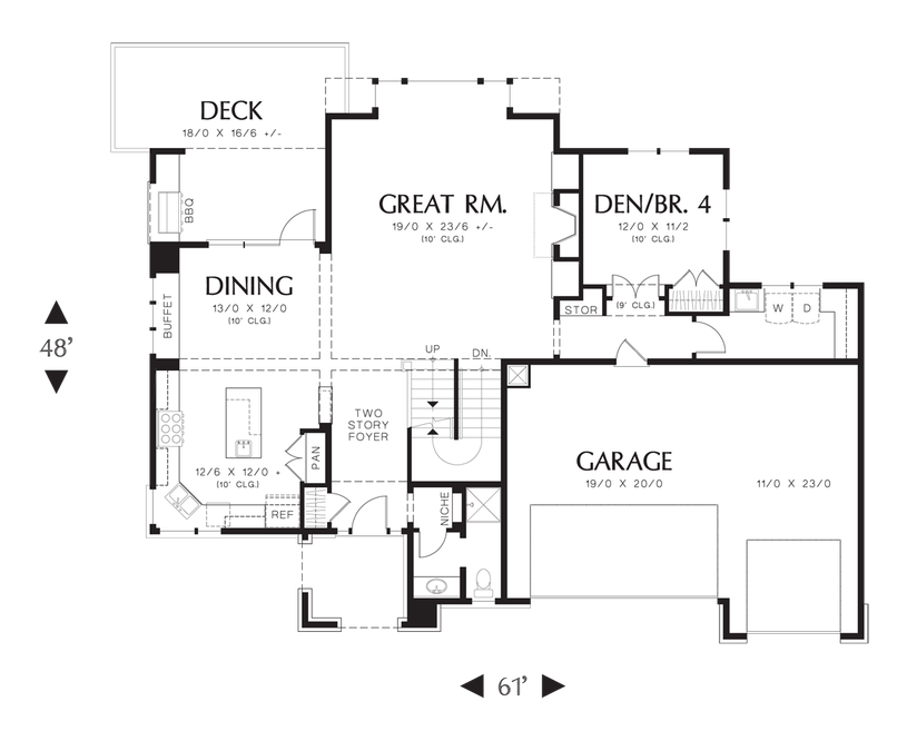 Main Floor Plan image for Mascord Riverview-Amazing Outdoor Spaces and Plenty of Room for Fun-Main Floor Plan