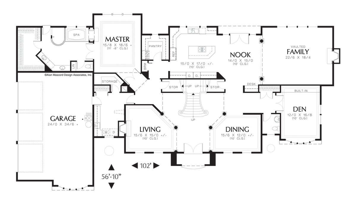Main Floor Plan image for Mascord Huxford-Wide Footprint with Side Loading Garage-Main Floor Plan