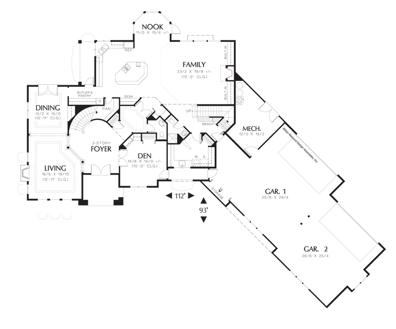Main Floor Plan image for Mascord Wentworth-Moorish Details in Traditional Style Home-Main Floor Plan