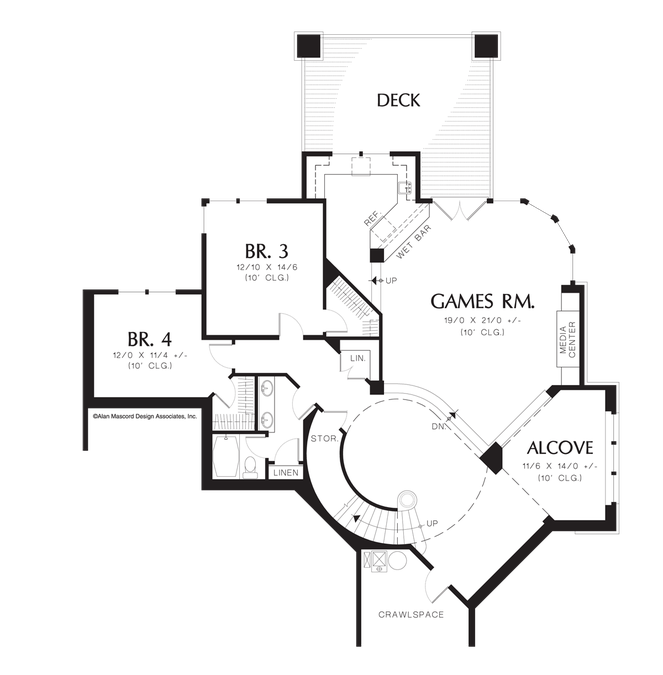 Lower Floor Plan image for Mascord Mendon-Luxurious Design with Circular Staircase-Lower Floor Plan