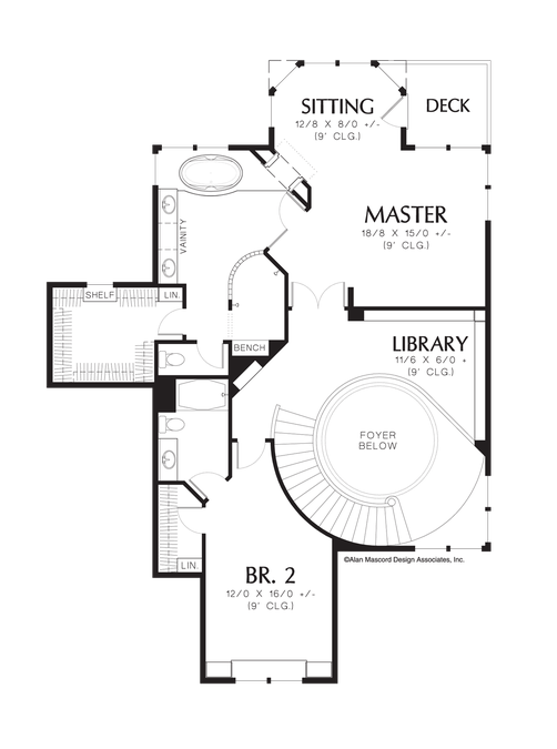 Upper Floor Plan image for Mascord Mendon-Luxurious Design with Circular Staircase-Upper Floor Plan