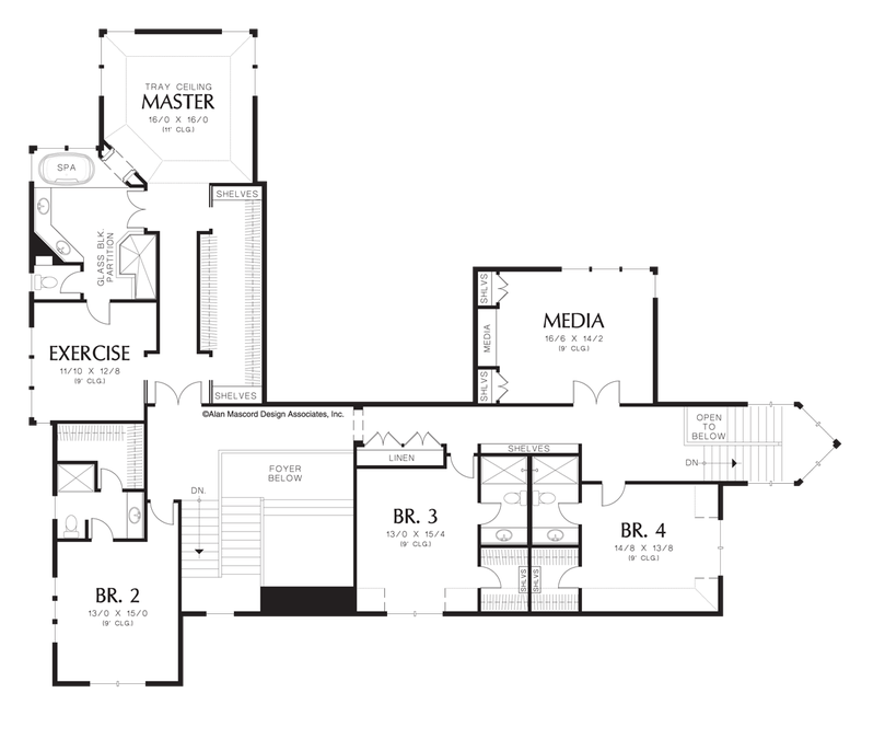 Upper Floor Plan image for Mascord Everton-Eye Catching Traditional Plan with Gallery-Upper Floor Plan