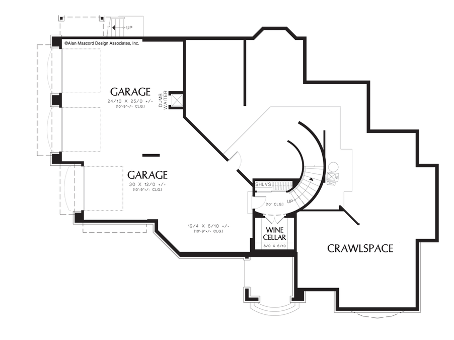 Lower Floor Plan image for Mascord Garrington-Vaulted Master with Steam Shower and Tub-Lower Floor Plan