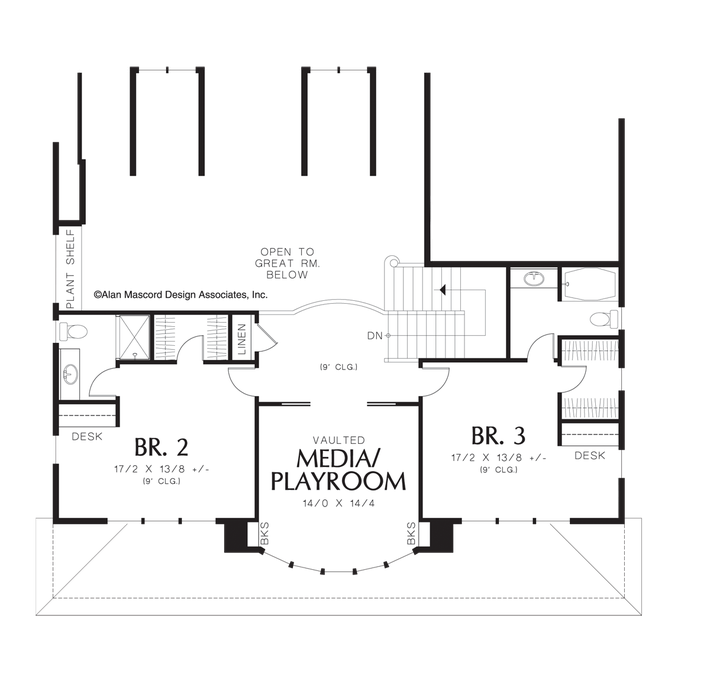 Upper Floor Plan image for Mascord Seligman-Master Suite Features His and Hers Bathrooms-Upper Floor Plan