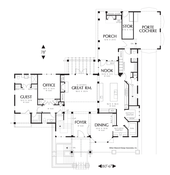 Main Floor Plan image for Mascord Senath-Three Level Plan with Warmth and Elegance-Main Floor Plan