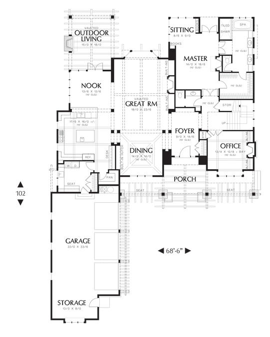 Main Floor Plan image for Mascord Copper Falls-Featured in the 2007 Seattle Street of Dreams-Main Floor Plan