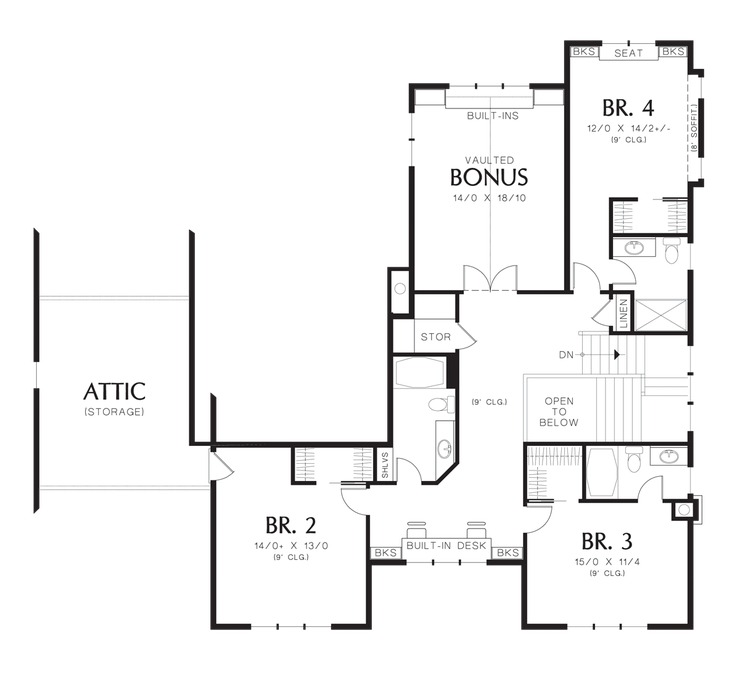 Upper Floor Plan image for Mascord Copper Falls-Featured in the 2007 Seattle Street of Dreams-Upper Floor Plan
