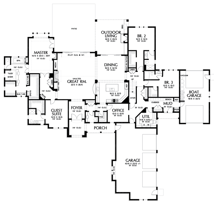 Main Floor Plan image for Mascord Williamson-Sumptuous Manor Suited to Lakeside Living-Main Floor Plan