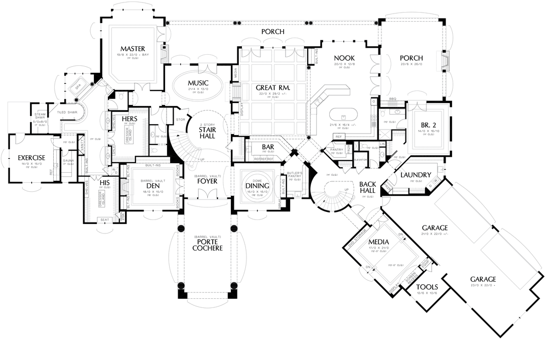 Main Floor Plan image for Mascord Galloway-European Luxury Home Fit for Royalty-Main Floor Plan