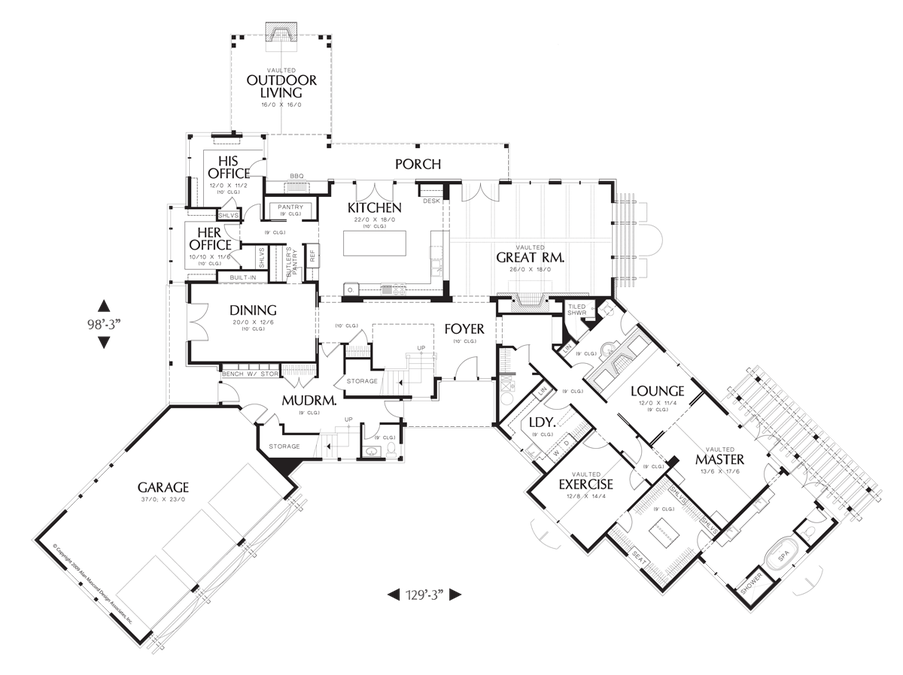 Main Floor Plan image for Mascord Letterham-Luxury Lodge wth Open Floor Plan and Ample Amenities-Main Floor Plan