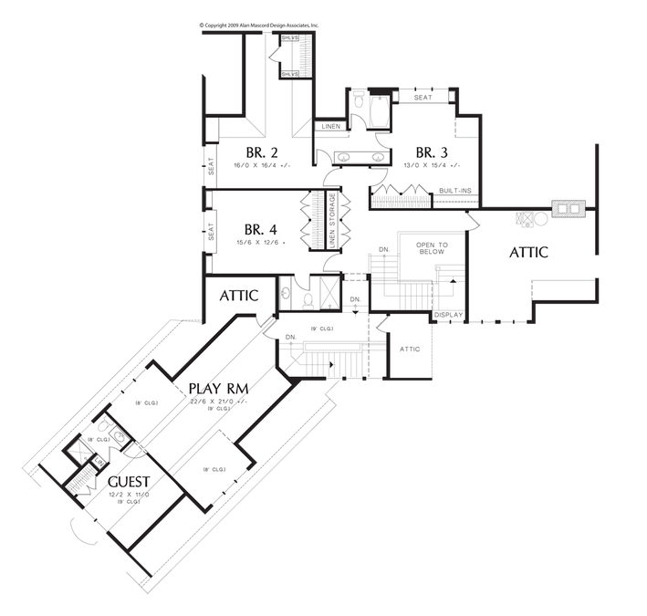 Upper Floor Plan image for Mascord Letterham-Luxury Lodge wth Open Floor Plan and Ample Amenities-Upper Floor Plan