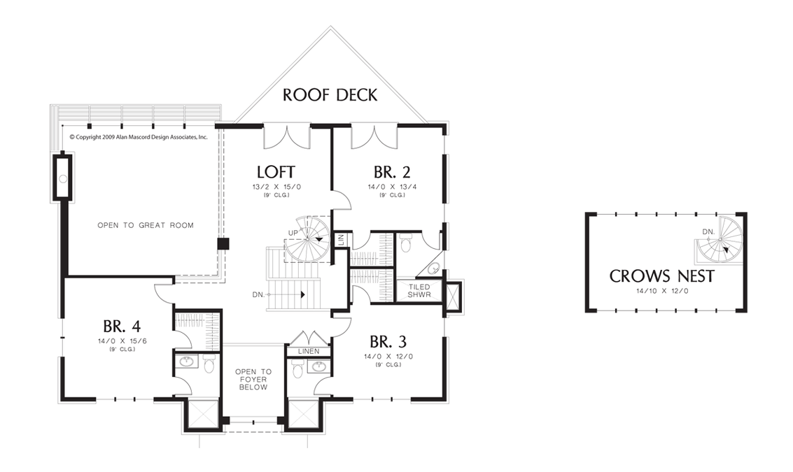 Upper Floor Plan image for Mascord Brunswick-This Home Has It All With A View!-Upper Floor Plan