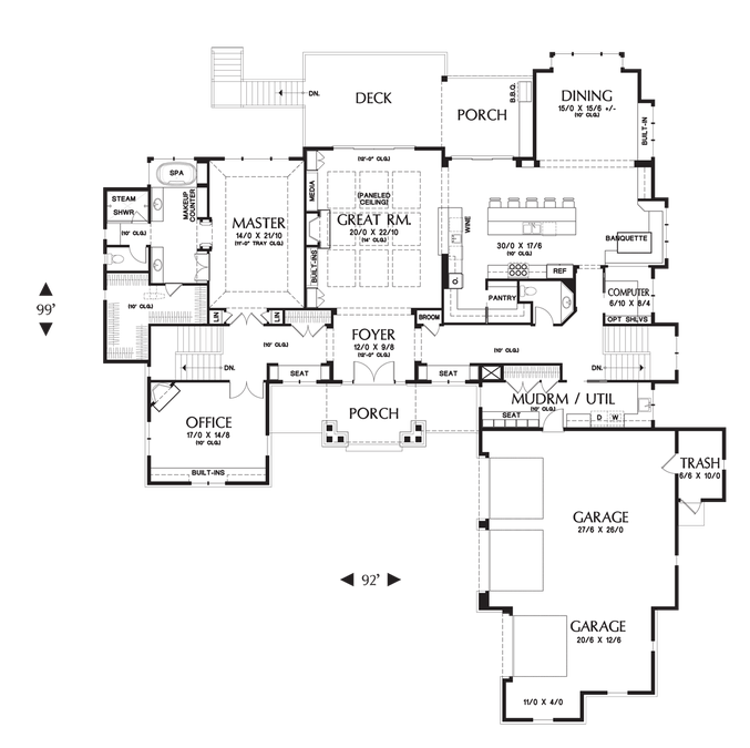 Main Floor Plan image for Mascord Wickham-Practicality Plus Luxury Equals Perfection-Main Floor Plan