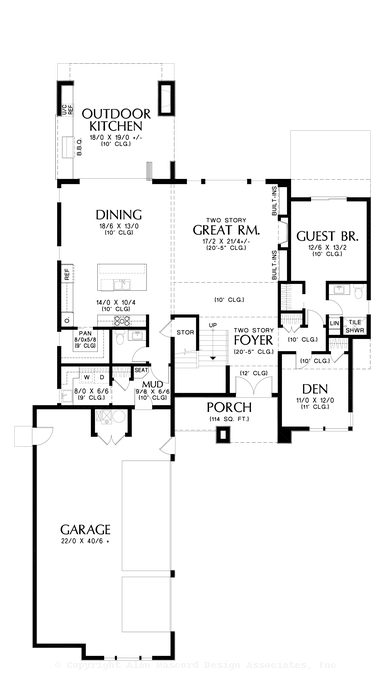 Main Floor Plan image for Mascord Ashton Court-Amenity Rich Prairie Home with Great Living Spaces-Main Floor Plan