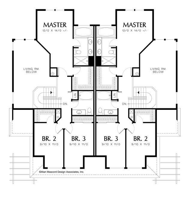 Upper Floor Plan image for Mascord Warrenred-2 Story Living Room with Media Center-Upper Floor Plan