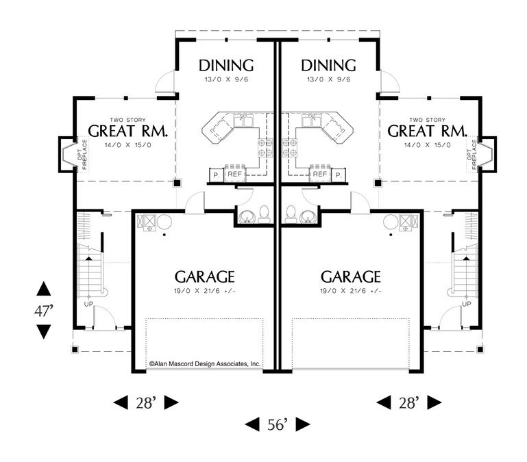 Main Floor Plan image for Mascord Johnsonville-Two Story Great Room in Quiet Duplex-Main Floor Plan