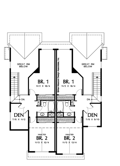 Upper Floor Plan image for Mascord Mayfielder-Appearance of a Single Unit in Duplex-Upper Floor Plan