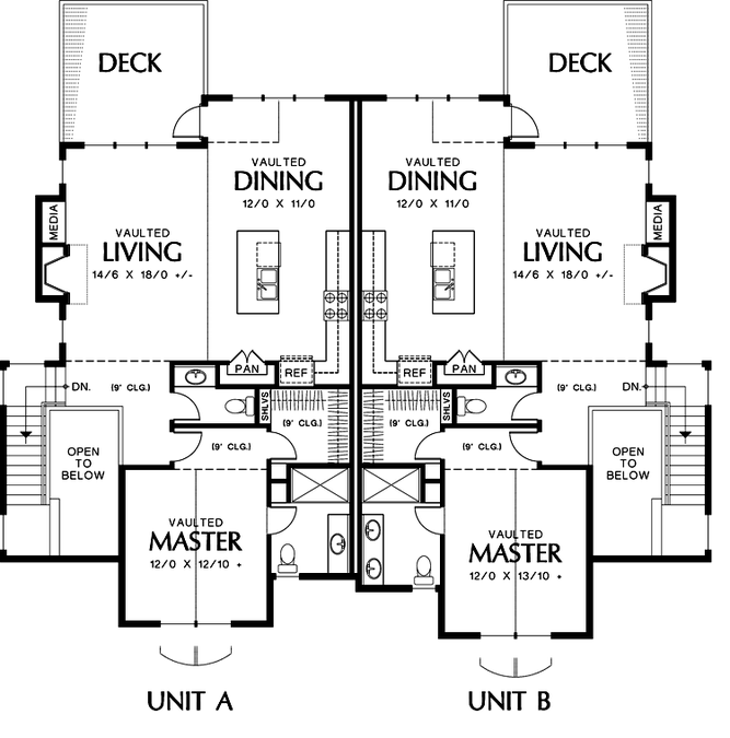 Upper Floor Plan image for Mascord Mapplethorpe-Quaint Shingled Duplex Plan-Upper Floor Plan