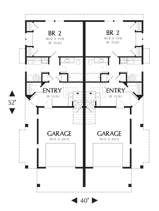 Main Floor Plan image for Mascord Olsen-Spacious Reverse Living Plan with Oversized Garage-Main Floor Plan