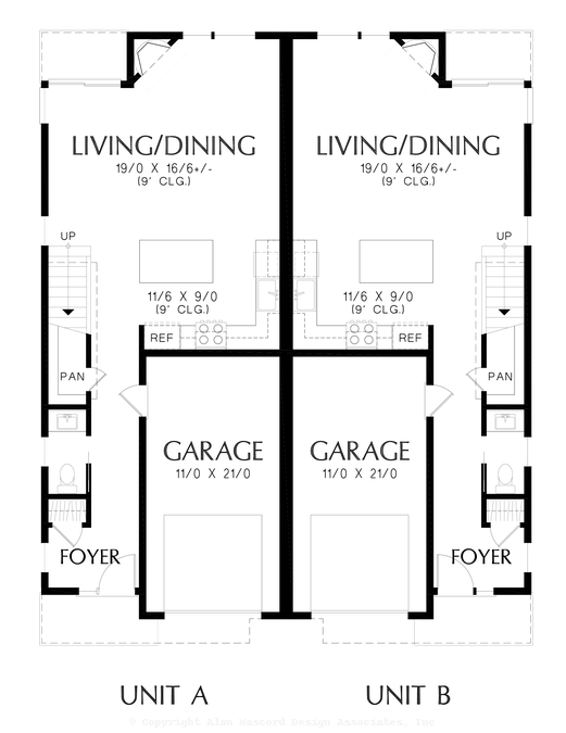 Main Floor Plan image for Mascord Grady-Contemporary Duplex with Modern Ameneties-Main Floor Plan