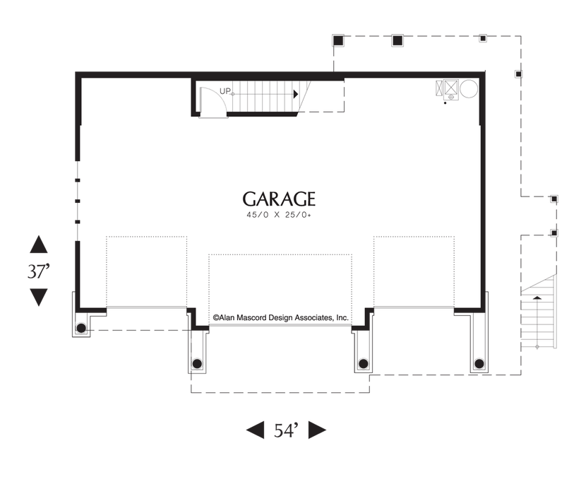 Main Floor Plan image for Mascord Barnesville-One Bedroom Suite Over Four Car Garage-Main Floor Plan