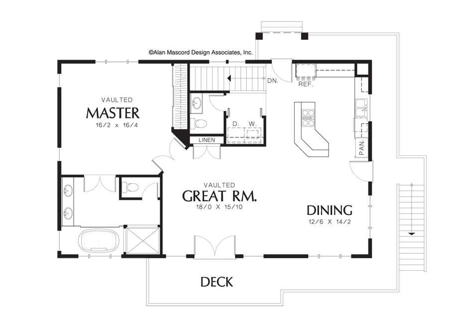 Upper Floor Plan image for Mascord Barnesville-One Bedroom Suite Over Four Car Garage-Upper Floor Plan