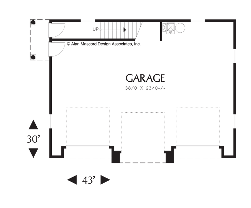 Main Floor Plan image for Mascord Eastman-Two Bedroom Guest Suite over 3-Car Plan-Main Floor Plan