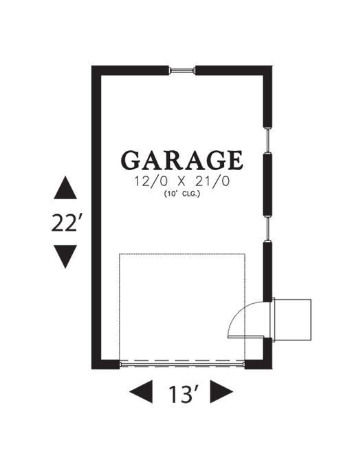 Main Floor Plan image for Mascord Silverstone-Compact Garage for Adding Space to Your Place-Main Floor Plan