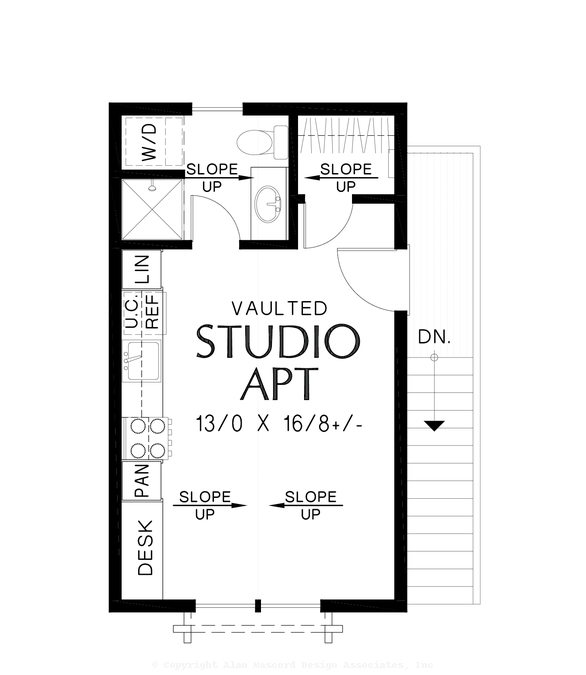 Upper Floor Plan image for Mascord Aberdare Park-Garage Plan with Studio Apartment Above-Upper Floor Plan