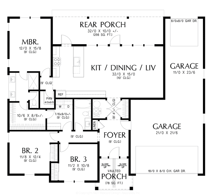Main Floor Plan image for Mascord WIllamette-Expansive Open Living & Massive Shop-Ready Garage-Main Floor Plan