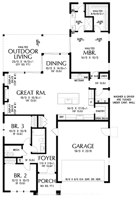 Main Floor Plan image for Mascord Alderbrook-Scandinavian simplicity. Inviting spaces. Room to live beyond the walls.-Main Floor Plan