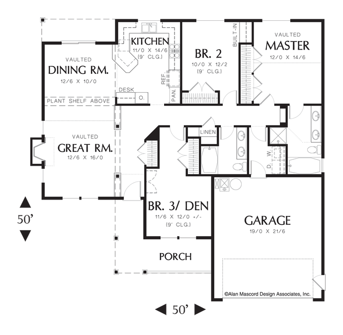 Main Floor Plan image for Mascord Ashbury-Welcoming Traditional Ranch Plan-Main Floor Plan