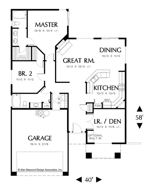 Main Floor Plan image for Mascord Russell-Simple and Versatile Country Plan-Main Floor Plan