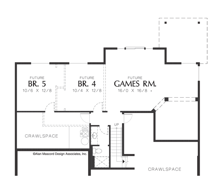 Lower Floor Plan image for Mascord Summerwood-Open Craftsman Plan with High Ceilings-Lower Floor Plan