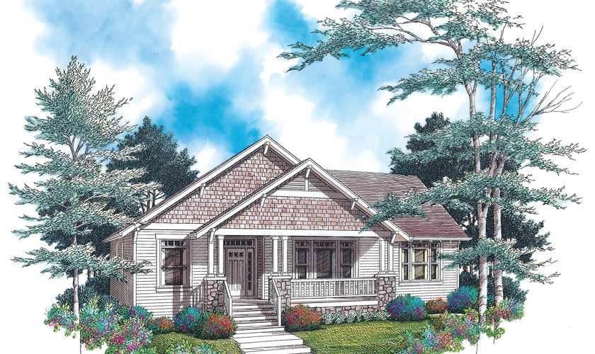 Mascord House Plan B1142A-2 Car: The Glenhaven