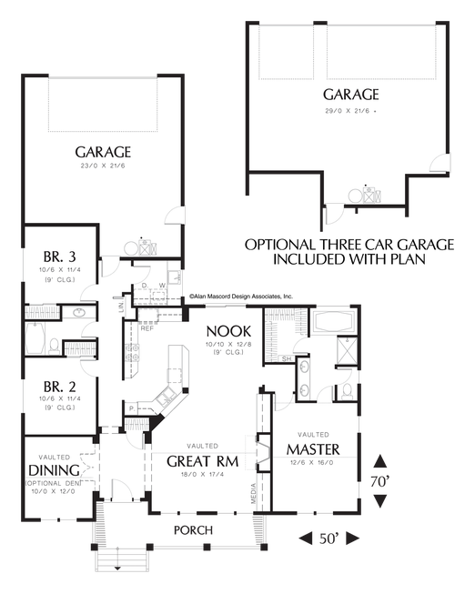 Main Floor Plan image for Mascord Southwood-Country Home Plan with Large Porch-Main Floor Plan