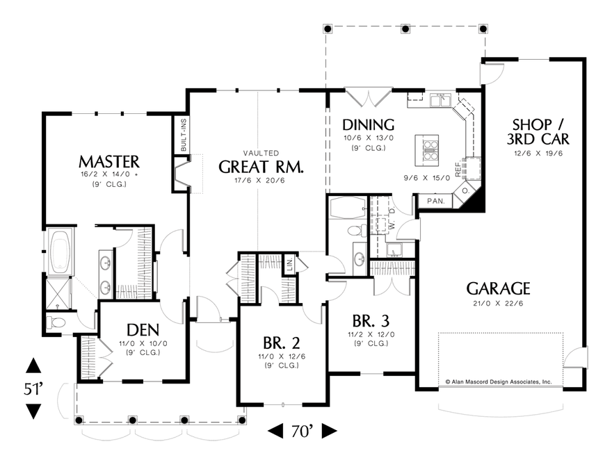 Main Floor Plan image for Mascord Riverton-Featuring Vaulted Ceiling and Extra Garage Space-Main Floor Plan