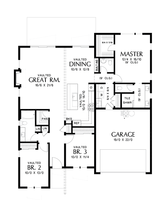 Main Floor Plan image for Mascord Collins-Beautifully Laid Out Contemporary Floor Plan-Main Floor Plan
