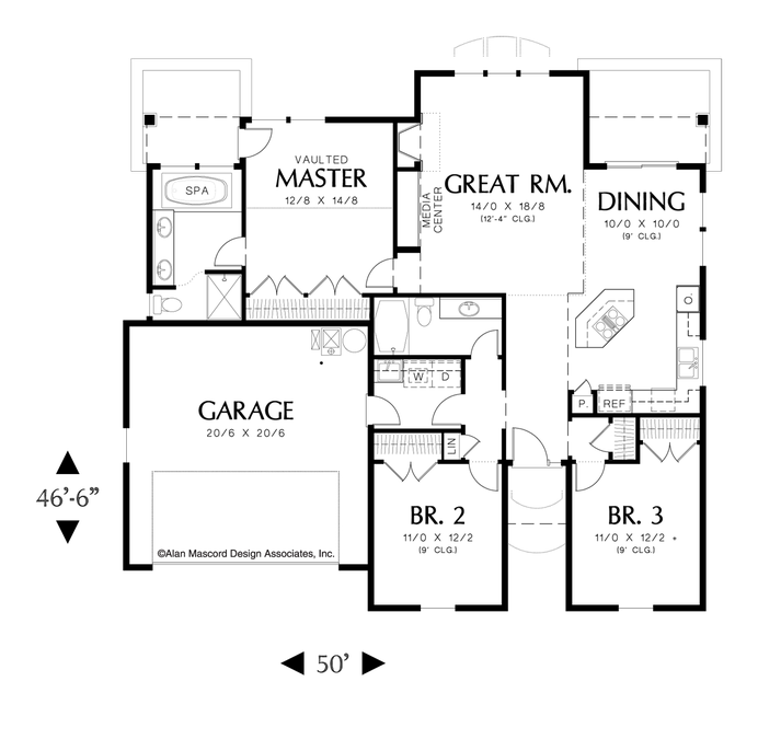 Main Floor Plan image for Mascord Glenview-Spacious Starter Home Plan with Great Lighting-Main Floor Plan